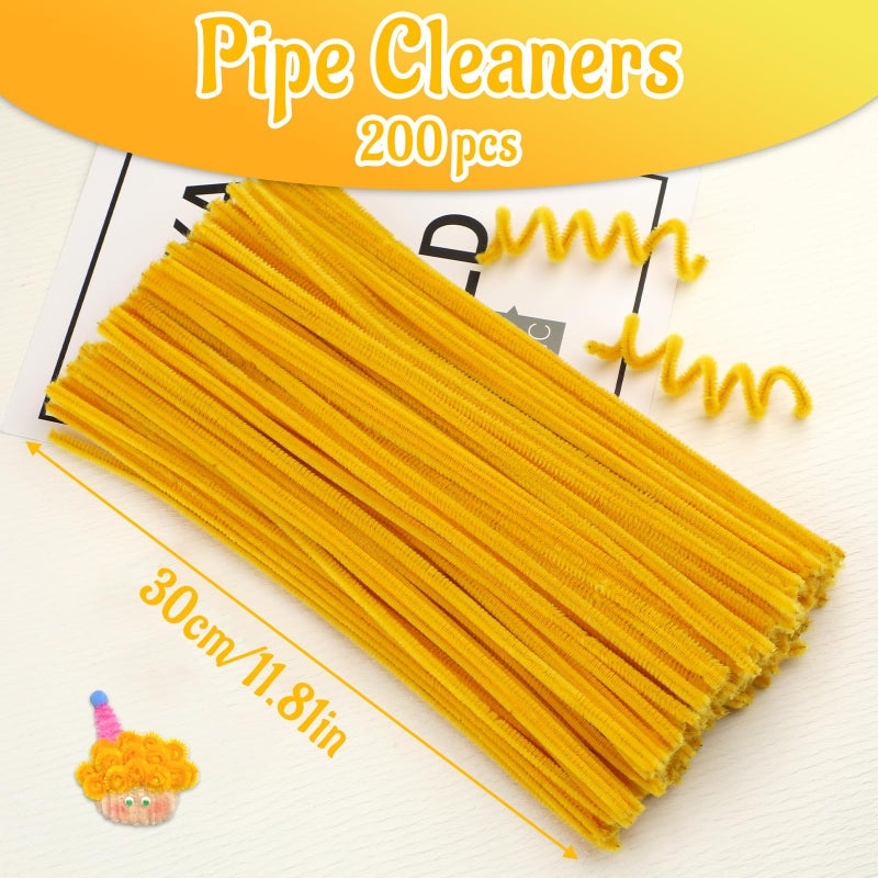 Mnuizu 200pcs Pipe Cleaners,Pipe Cleaners Chenille Stems for Craft, Fuzzy Sticks Christmas Craft Supplies for DIY Art & Creative Crafts Decorations(Golden) - Image 2